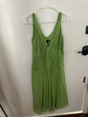 jonathan martin Lime Green Sleeveless V-Neck Chiffon Midi Dress
